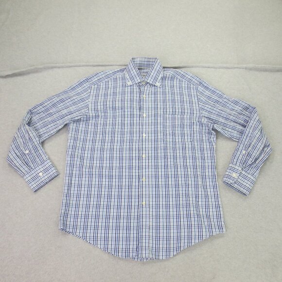 Burberry Long Sleeve Button Down Shirt Mens 18 41 Blue White Comfort Casual - Picture 1 of 13